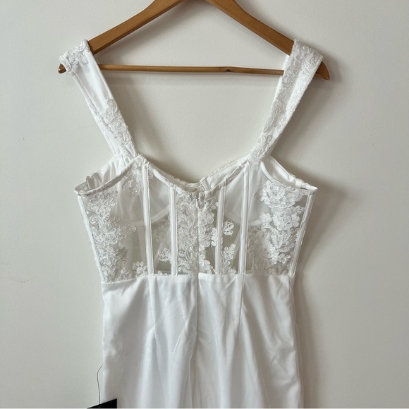 Lulus Medium Coveted Delight White Sequin Mesh Embroidered Bustier Mini Dress - Picture 9 of 12